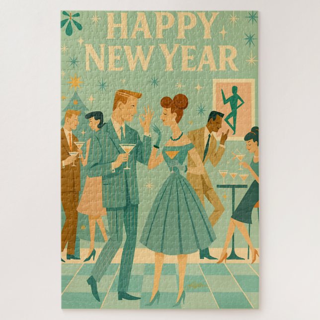 Puzzle Bonne année Mid Century La danse du Martini (Vertical)