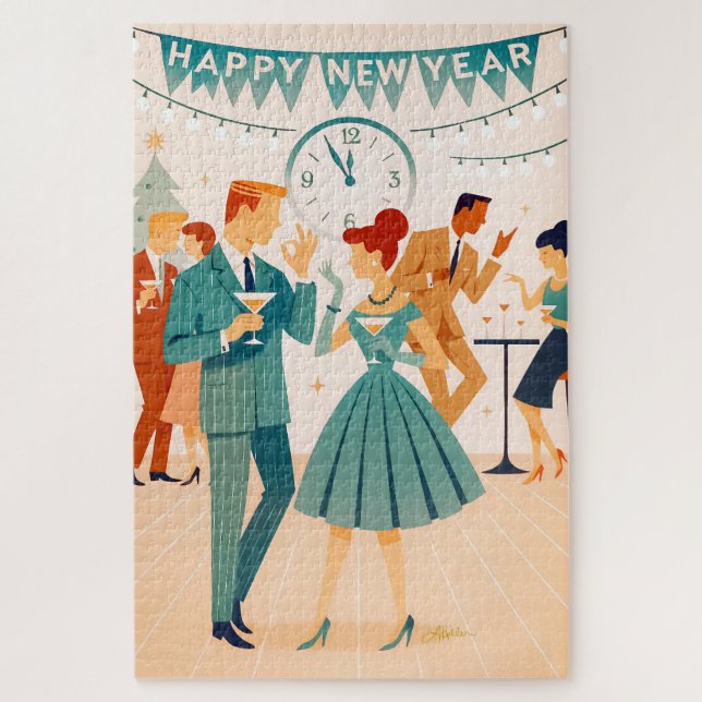 Puzzle Bonne année milieu du siècle La danse du Martini (Vertical)