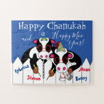 Puzzle Bonne année Moo à Chanukah<br><div class="desc">"Bonne Chanoukah et une Bonne Année Moo" fait un grand cadeau Hanoukka/Chanukah qui peut être sorti année après année! Personnalisez en supprimant du texte et en le remplaçant par votre propre message. Choisissez la couleur, le style et la taille de votre police préférée. Le design et le texte peuvent être...</div>