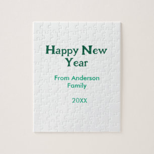 Puzzle Bonne année verte ajouter nom de famille année sim