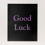 Puzzle Bonne Chance ou Vos Mots Violet et Noir<br><div class="desc">Pour plus de puzzles, consultez ma collection ici :
https://www.zazzle.com/collections/puzzles-119365910668886310?rf=238930530889665547</div>