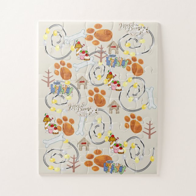 Puzzle Bonne fête d'anniversaire pour un chienCupcake Jig (Vertical)