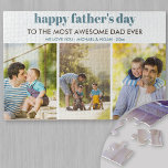 Puzzle Bonne Fête des pères et personnalisation 3 Photo S<br><div class="desc">Dites fête des pères heureuse avec un puzzle photo personnalisé. Le design a une typographie moderne qui est entièrement modifiable, si vous préférez ajouter vos propres souhaits de fête des pères. Le modèle photo est configuré pour ajouter 3 de vos photos préférées qui seront affichées en format portrait vertical dans...</div>
