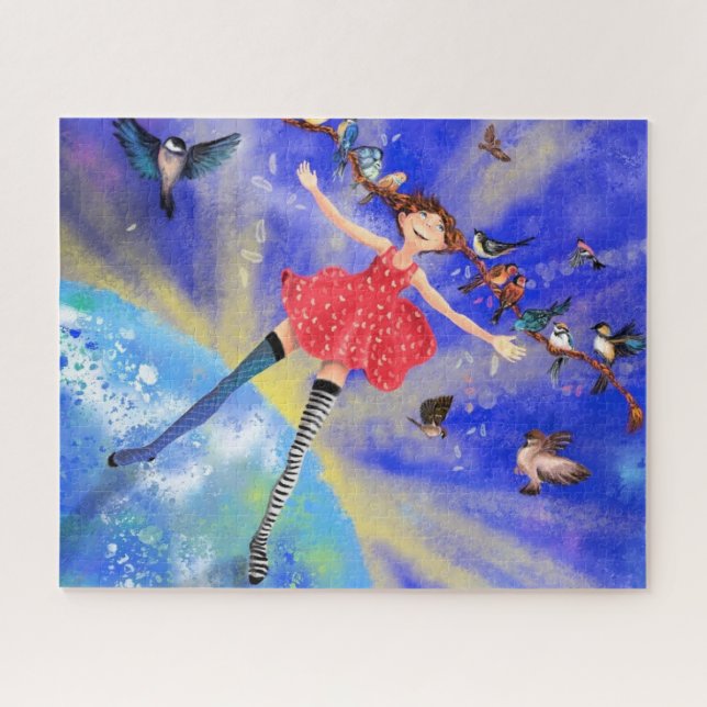 Puzzle Bonne fille avec les oiseaux - Amis (Horizontal)