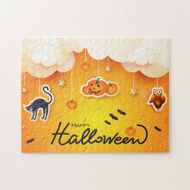 Puzzle Bonne Halloween sur les nuages (Horizontal)