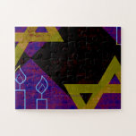 Puzzle Bonne Hanoukka Star de David menorah Dreidel Slipp<br><div class="desc">Heureux Hanoukka Star de David menorah Dreidel SlipperyJoe's artistique Célébration bougies Hébreu juif Chanoukah cadeaux décorations religion judaïsme</div>