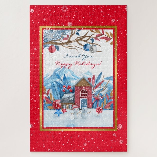 Puzzle Bonne Personnaliser Snowman (Vertical)