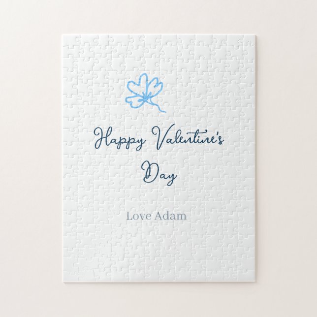 Puzzle Bonne Saint-Valentin bleue fleur nom rustique joye (Vertical)
