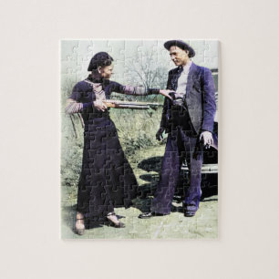 Puzzle Bonnie et Clyde s'amusant 1934 Couleur Redux