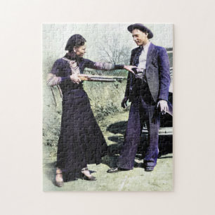 Puzzle Bonnie et Clyde s'amusant 1934 Couleur Redux