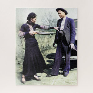 Puzzle Bonnie et Clyde s'amusant 1934 Couleur Redux