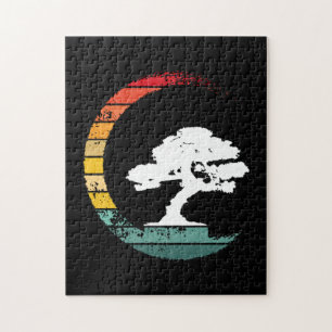 Puzzle Bonsai Tree Enso Circle Vintage Zen Calligraphy