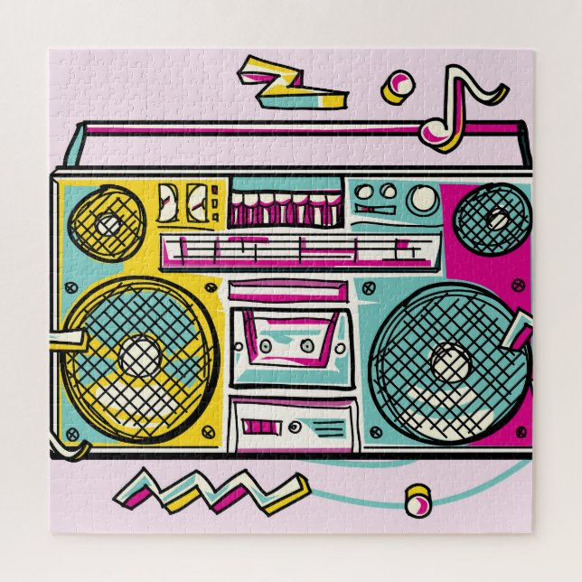 Puzzle Boombox Funky Colorful Draful Design (Vertical)