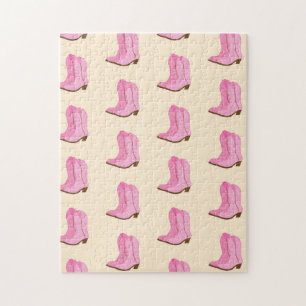 Puzzle Boots Cowboy Pink Country Texas Ranch