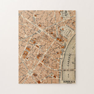 Puzzle Bordeaux France 11x14 Carte Vintage