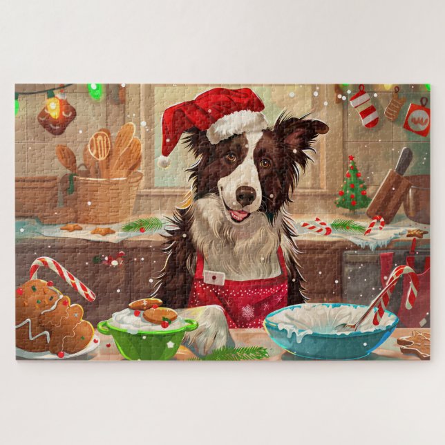 Puzzle Border Collie Fait des Gâteaux pour les Fêtes : No (Horizontal)