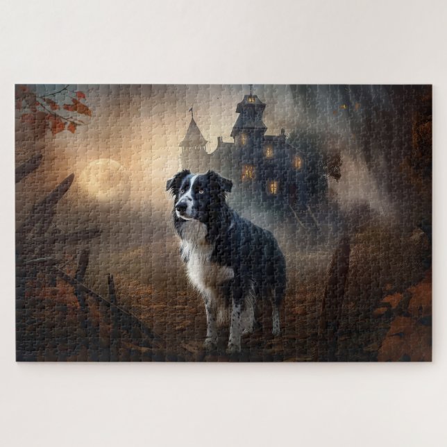 Puzzle Border Collie Halloween Épouvantable (Horizontal)