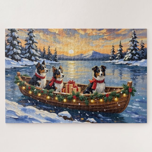 Puzzle Border Collie Noël Bateau Vacances (Horizontal)