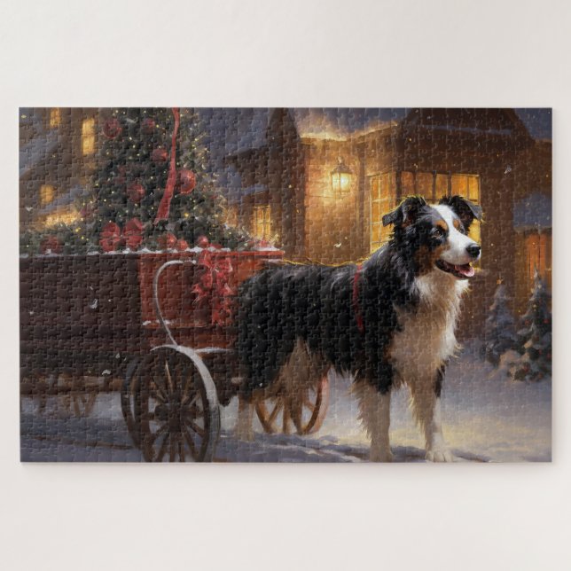 Puzzle Border Collie Noël Saison Festive (Horizontal)
