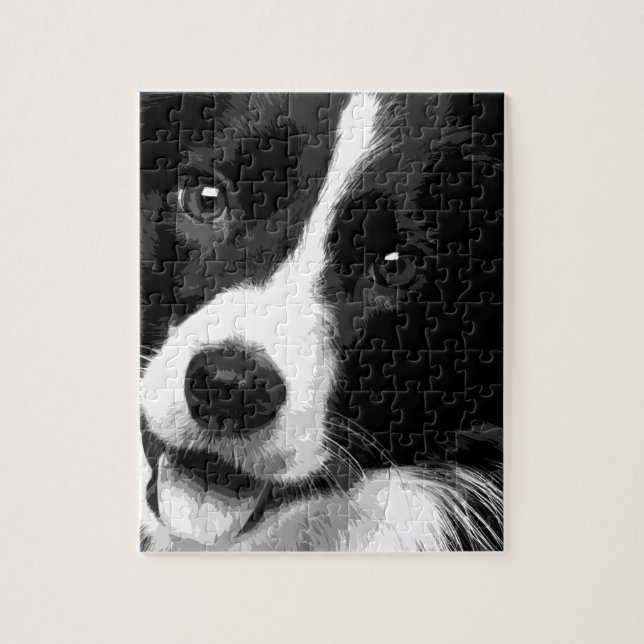 Puzzle Border collie noir et blanc (Vertical)