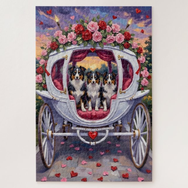 Puzzle Border Collie Saint-Valentin (Vertical)