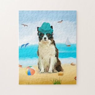 Puzzle Bordure Collie Dog sur la plage