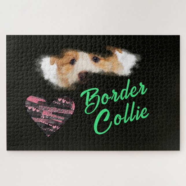 Puzzle Bordure Collie Yeux Couleur solide 1000 pièce (Horizontal)