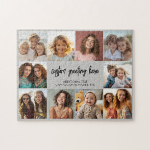 Puzzle Bordure de 10 photos avec texte au centre - gris n