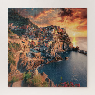 Puzzle Bordure de la falaise avec soleil couchant