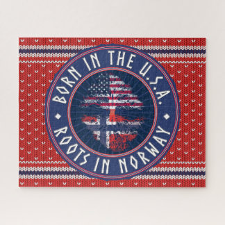 Puzzle "Born in USA · Roots in Norway" Blue with Sweater
