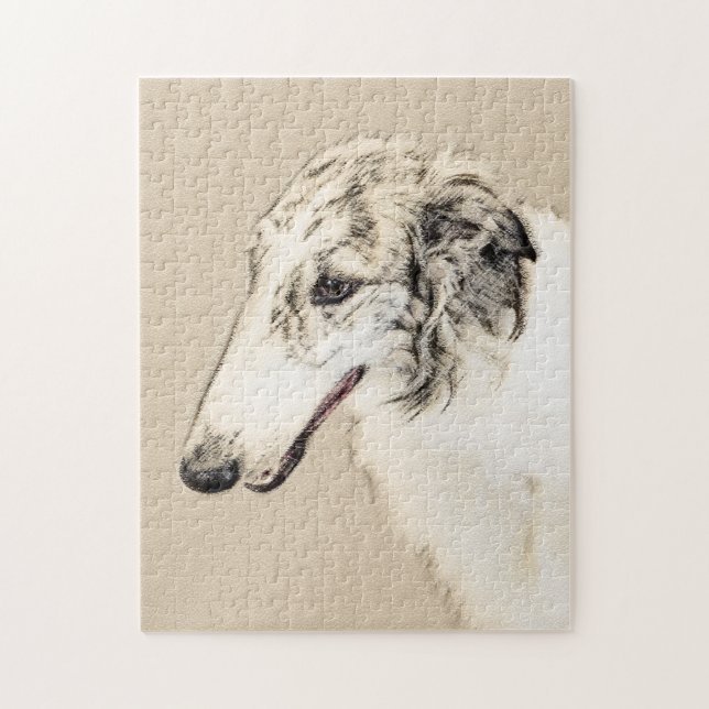 Puzzle Borzoi (Argent Brindle) Peinture Chien Art origina (Vertical)