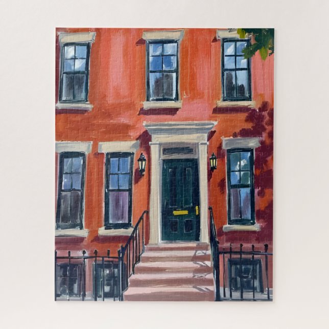 Puzzle Boston Brownstones Massachusetts Watercolor (Vertical)