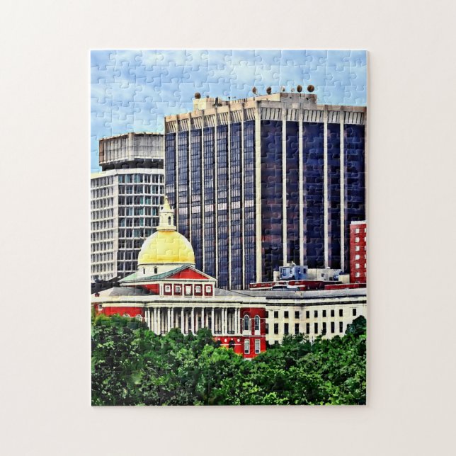 Puzzle Boston MA - Skyline avec State House du Massachuse (Vertical)