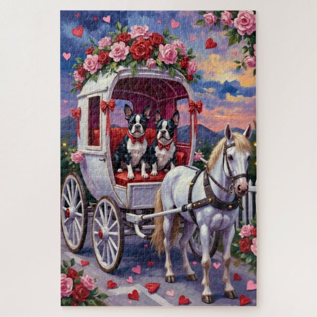 Puzzle Boston Terrier  Dog Valentine's Day (Vertical)
