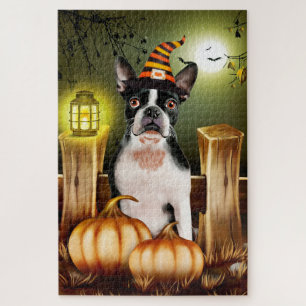 Puzzle Boston Terrier Halloween Jigsaw Puzzle.