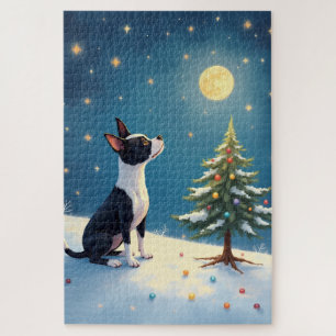 Puzzle Boston Terrier Midnight Star-Gazing Noël