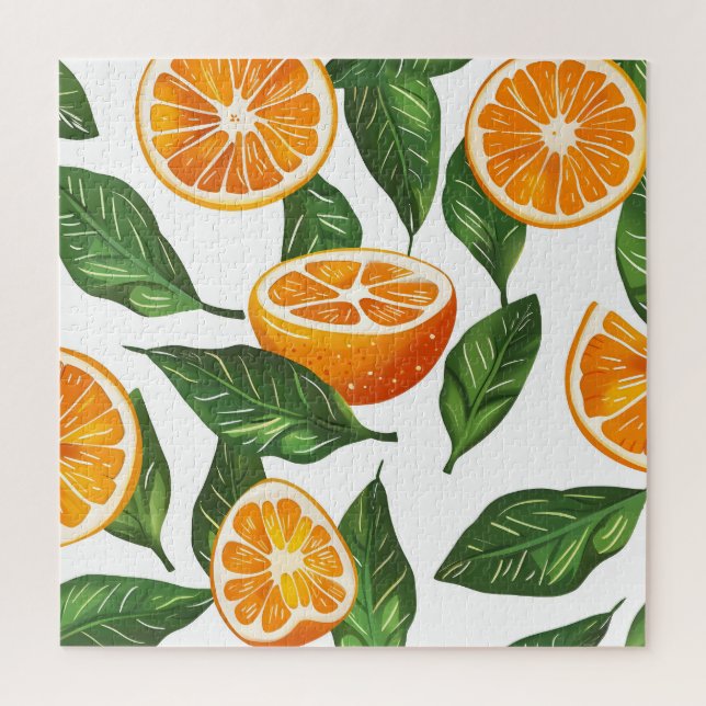 Puzzle Botanical Fruit Orange Citrus Seamless (Vertical)