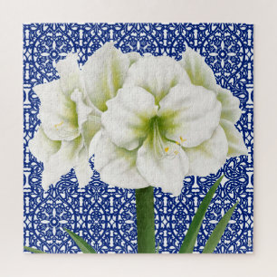 Puzzle botanique moderne amaryllis blanc