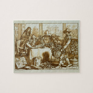 Puzzle Botanistes examinant des plantes (litho)