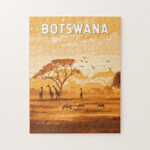 Puzzle Botswana Illustration Travel Art Vintage