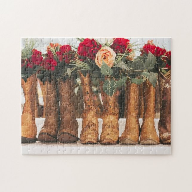 Puzzle Bottes et fleurs de cowboy mariages (Horizontal)