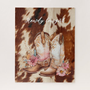 Puzzle Bottes florales de vache à crème Brown