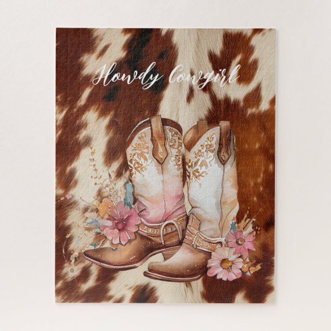 Puzzle Bottes florales de vache à crème Brown (Vertical)