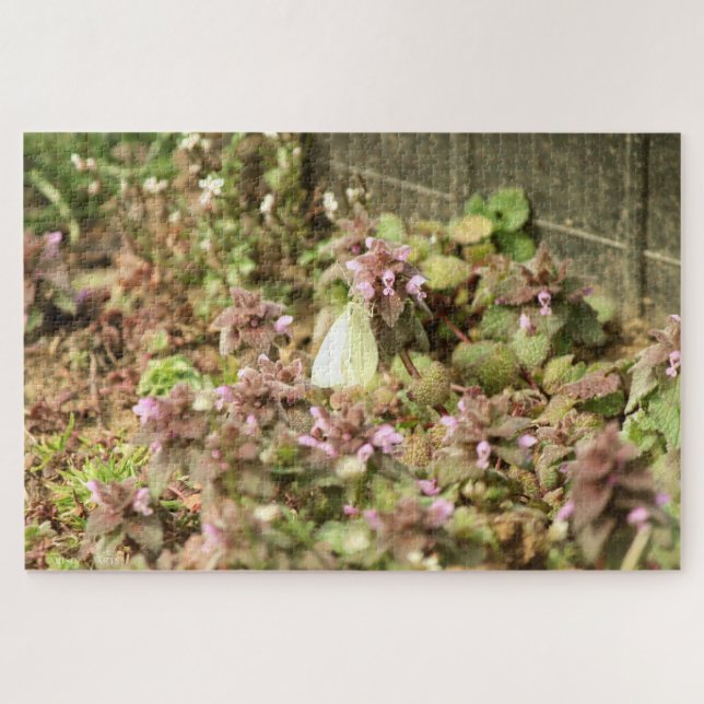 Puzzle Bouche-papillon sur fleurs violettes (Horizontal)