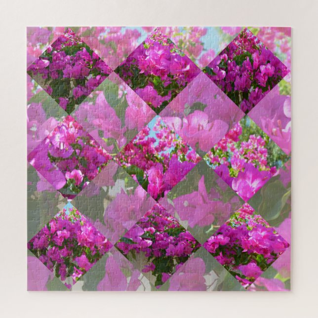 Puzzle Bougainvilliers roses Fleurs Diamant Design, (Vertical)