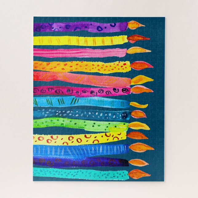 Puzzle Bougies d'anniversaire aquarelle colorées (Vertical)