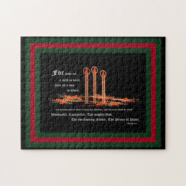 Puzzle Bougies de Noël, Esaïe 9:6 (Horizontal)