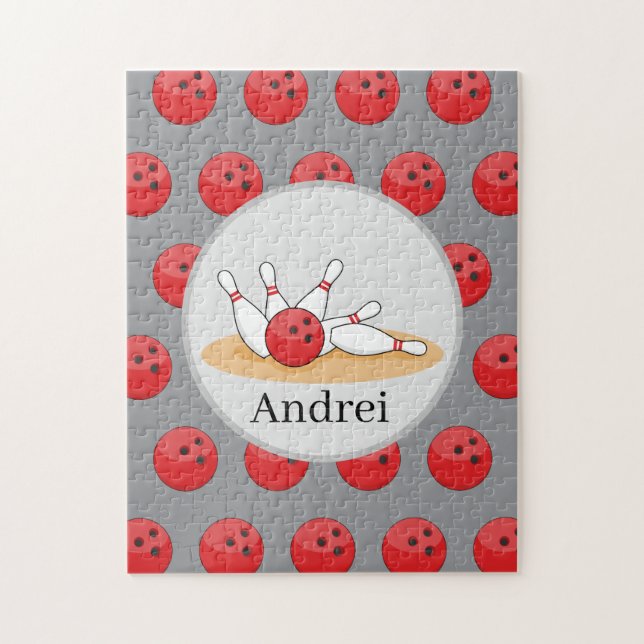 Puzzle Boule de bowling frappant les quilles avec motif d (Vertical)