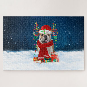 Puzzle Bouledogue anglais avec cadeaux de Noël