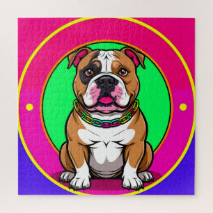 Puzzle Bouledogue anglais sur un fond vibrant